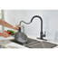 Robinet de cuisine rétractable en acier inoxydable de style noir mat et poignée simple pour une utilisation pratique
