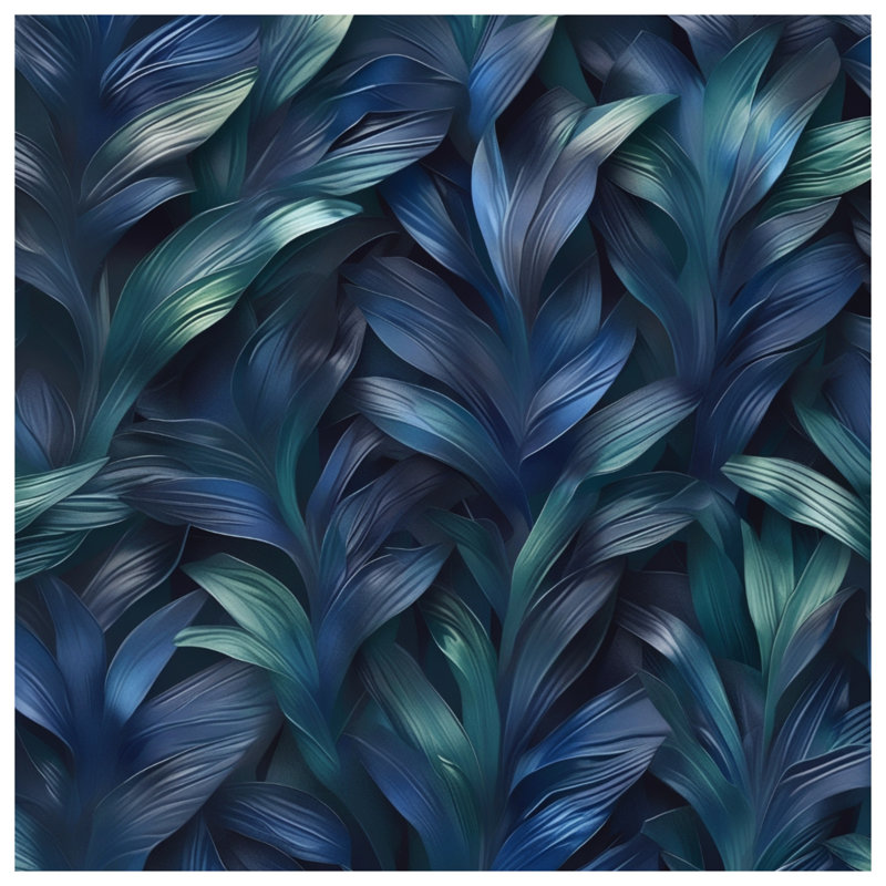 Toile tendue avec feuilles de feuillage bleu en plusieurs tailles, 12 x 12 pouces