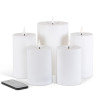 Indoor/Outdoor Flameless Pillar Candles with Remote, Set of 5