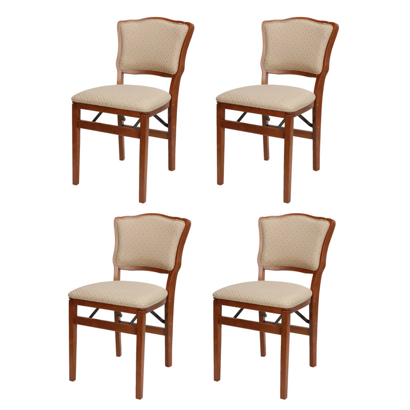 Wildon Home® Stakmore French Fabric Upholstered Seat Folding Chair Set, 4 Pack, Cherry