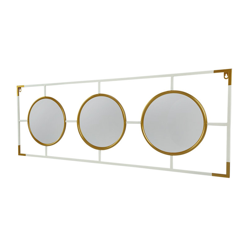 Cadre doré et blanc 15,5 x 43,5 po avec miroir