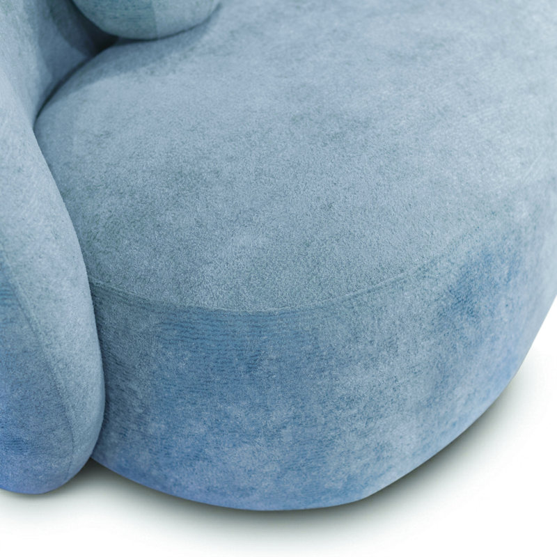 Canapé en chenille à profil bas de 85 pouces avec coussins Millie, Bleu denim