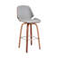 Chaise de bar pivotante de 66 cm (26 po) en tissu gris et brun et bois, hauteur du comptoir