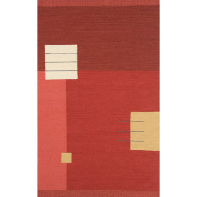 noué à la main abstrait en laine rouge pâle Tapis décoratif