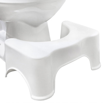 Toilet Squatting Posture Stool, 7" Height, Reduces Strain For An Easier Go, Poop Stool For Bathroom, Fun Footprint Designs, Low-Profile, Minimal Design For Bathroom Aesthetic