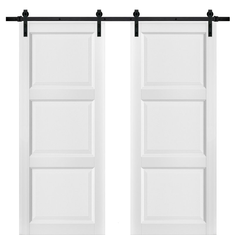 Portes de grange en bois à panneaux Lucia avec ensemble de quincaillerie d'installation, 36 po x 84 po