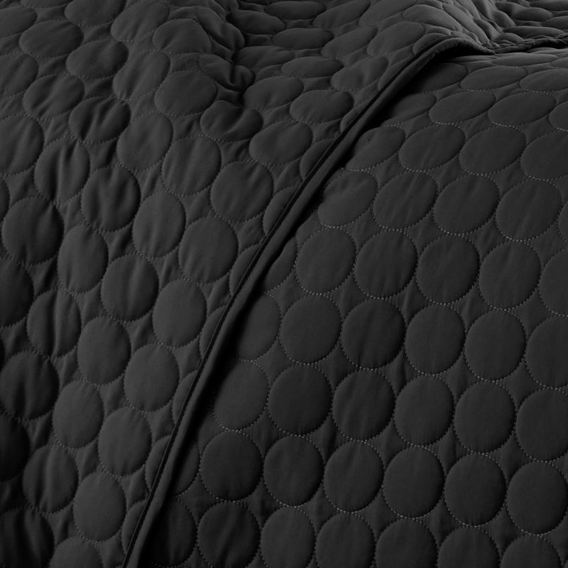 Black King Microfiber Oversized Quilt Set
