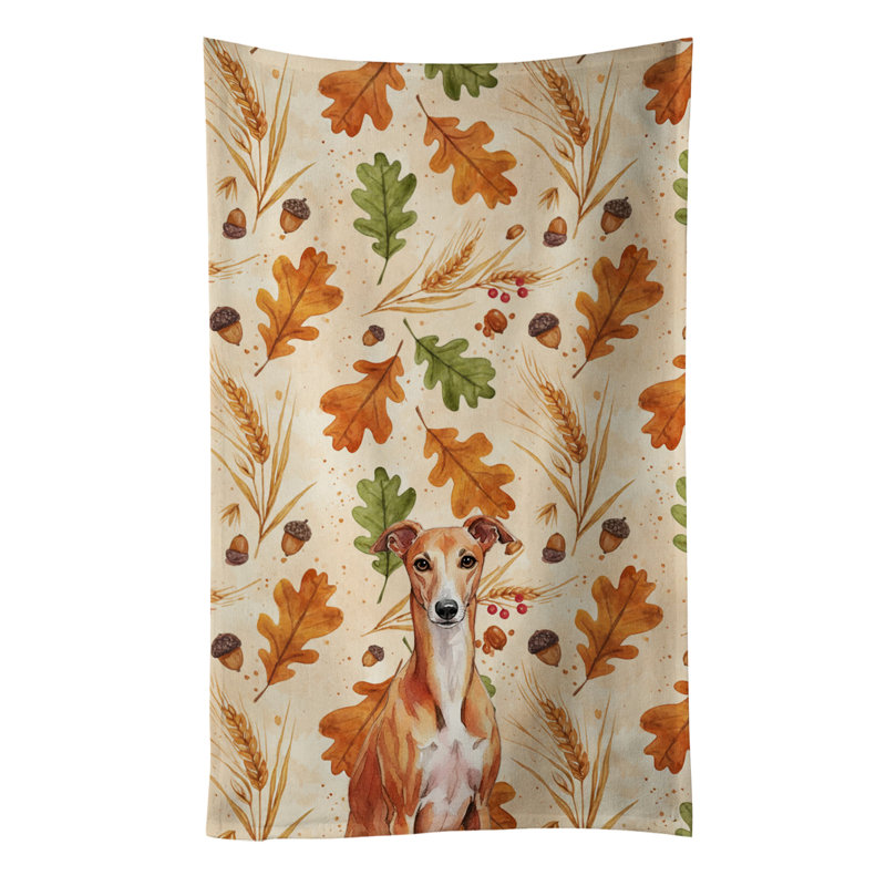 Red Whippet Heirloom Fall Kitchen Towel, Red Whippet