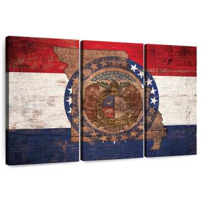 Borges State Map Over Missouri Flag