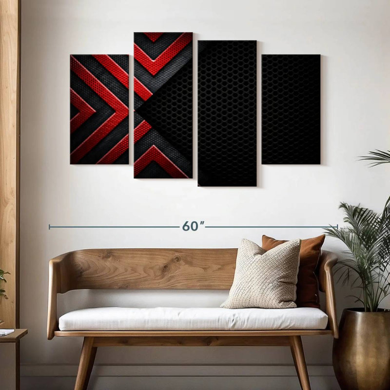 Rouge / noir / noir, H 32 po x l 52 po