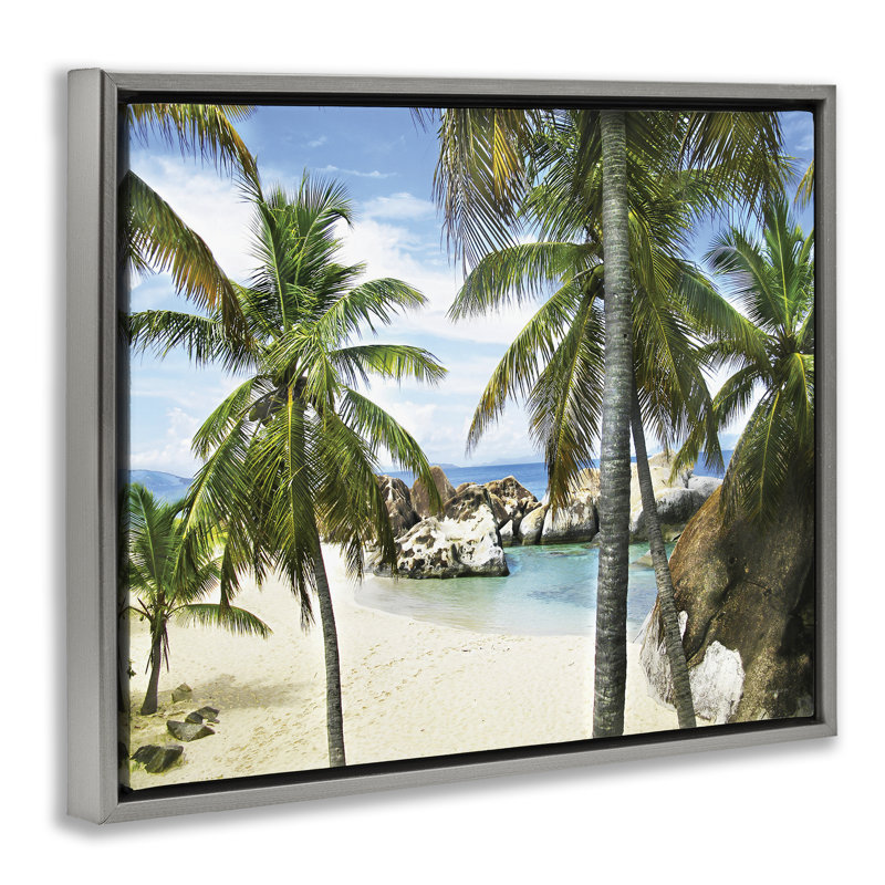 Cadre flottant Spring Bay Hidden Cove, design par Seven Trees Design, H 25 po x l 31 po, Cadre flottant gris lustré