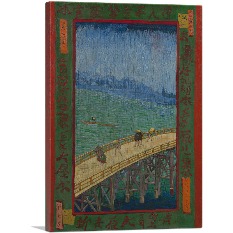 «Bridge In The Rain 1887» par Vincent Van Gogh - peinture sur toile tendue, H 26 po x l 18 po x P 0,75 po