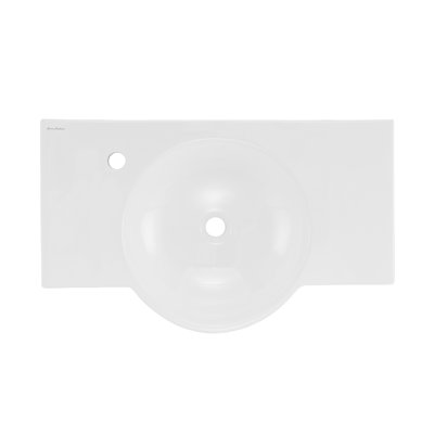 Chateau 30" Wall-Mounted Sink Center Basin With Left Side Faucet Mount In Glossy White