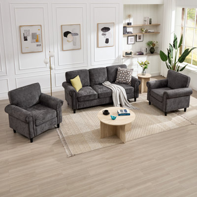 3 - Piece Modern Living Room Set Upholstered Sofa Armchair
