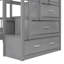 Lit superposé double au-dessus de simple et simple, lit superposé triple en bois avec tiroirs et garde-corps (gris)-1636270880