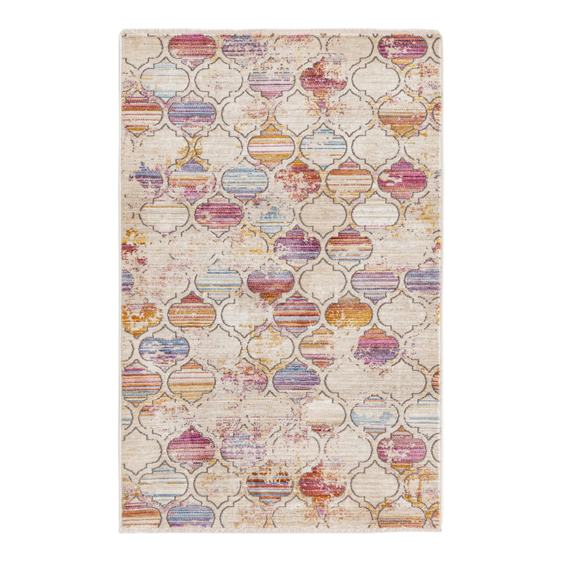 Tapis rouge Red Barrel Studio® Static Trellis Deepa, Rectangle 3 pi 3 po x 5 pi