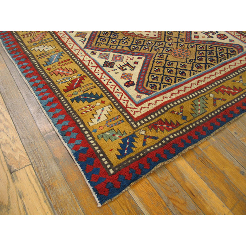 Artistic Antique Tribal Geometric Late 19th Century Caucasian Shirvan Rug