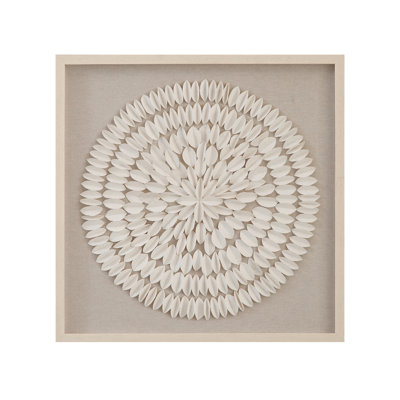Art mural Donellie - Motif médaillon rond avec lin et papier de riz