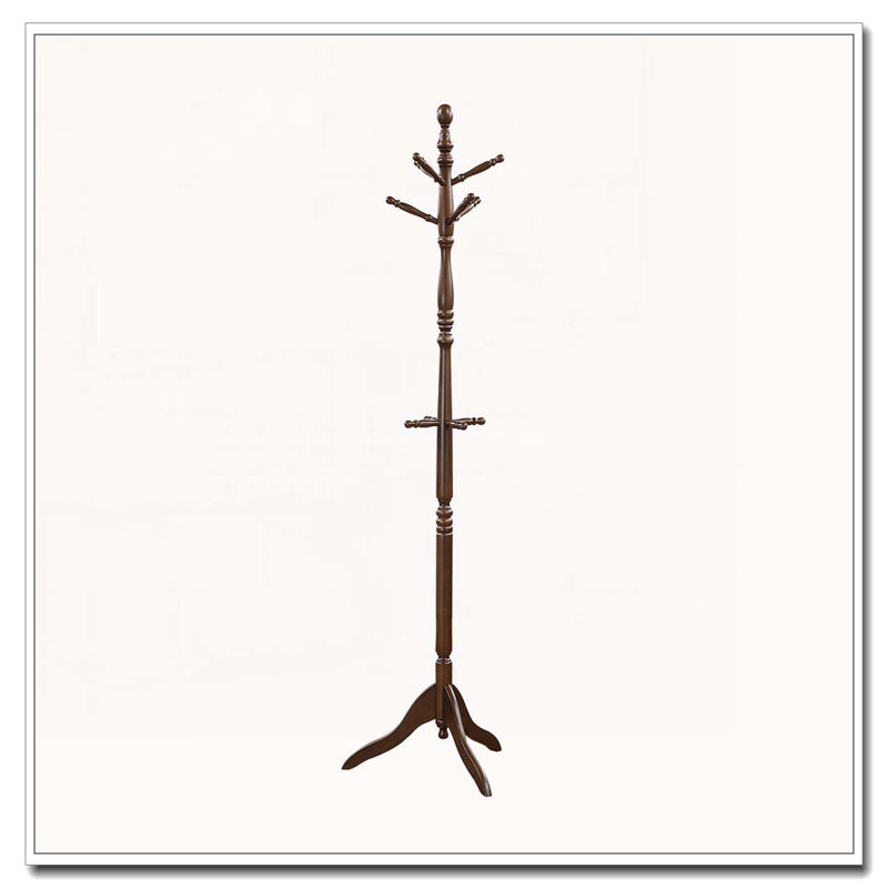 Portemanteau en bois massif, 10 crochets, Marron foncé