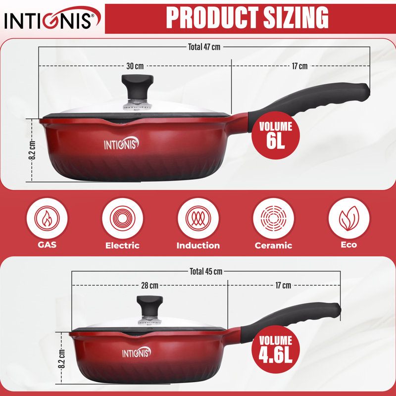 10 - Piece Non-Stick Aluminum Cookware Set, Red