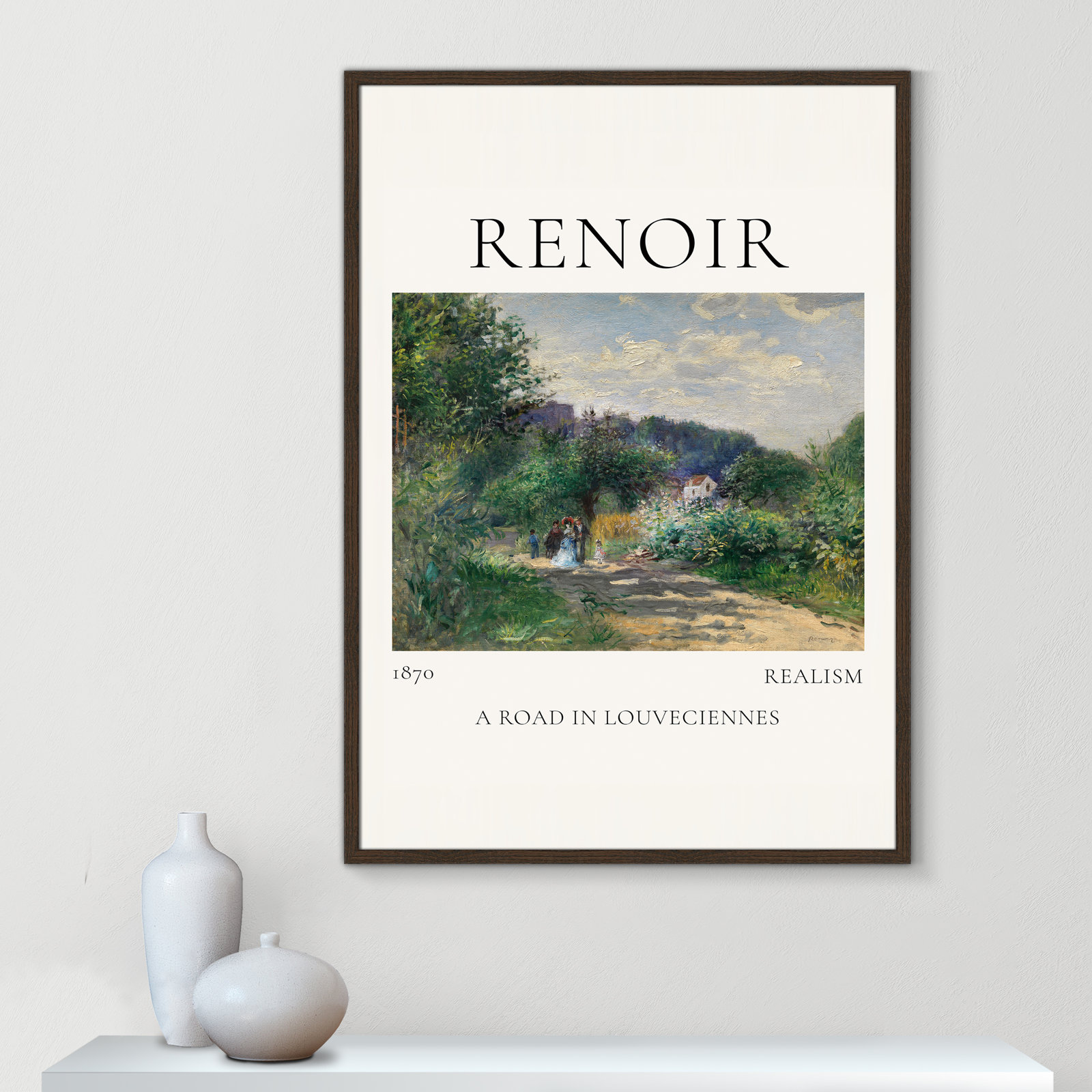 Rocchetto "A Road in Louveciennes" Print, Walnut Single Picture Frame, No, 41.5" H x 29.5" W x 0.75" D