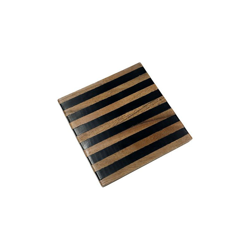 Ensemble de sous-verres en bois 4 pièces, Noir / brun