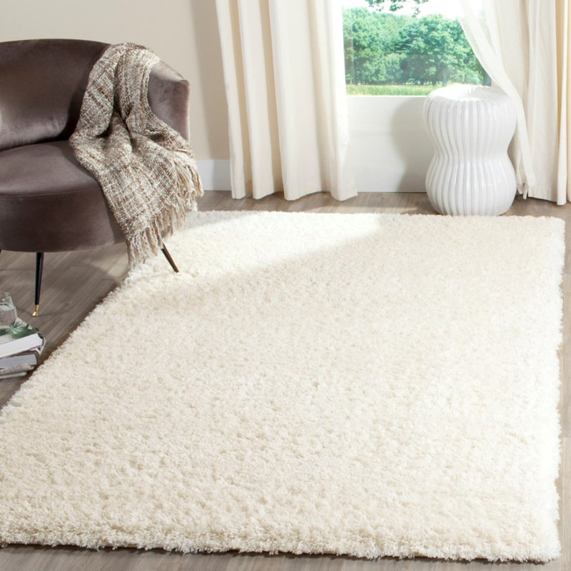Tapis crème en polyester Nikodem, Rectangle 6 pi 7 po x 9 pi 2 po