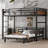 Twin XL Over Twin XL Metal Bunk Bed/Metal Loft Bed,Separable Bunk Beds,With Raised Security Fence,Walnut Color-1435645998