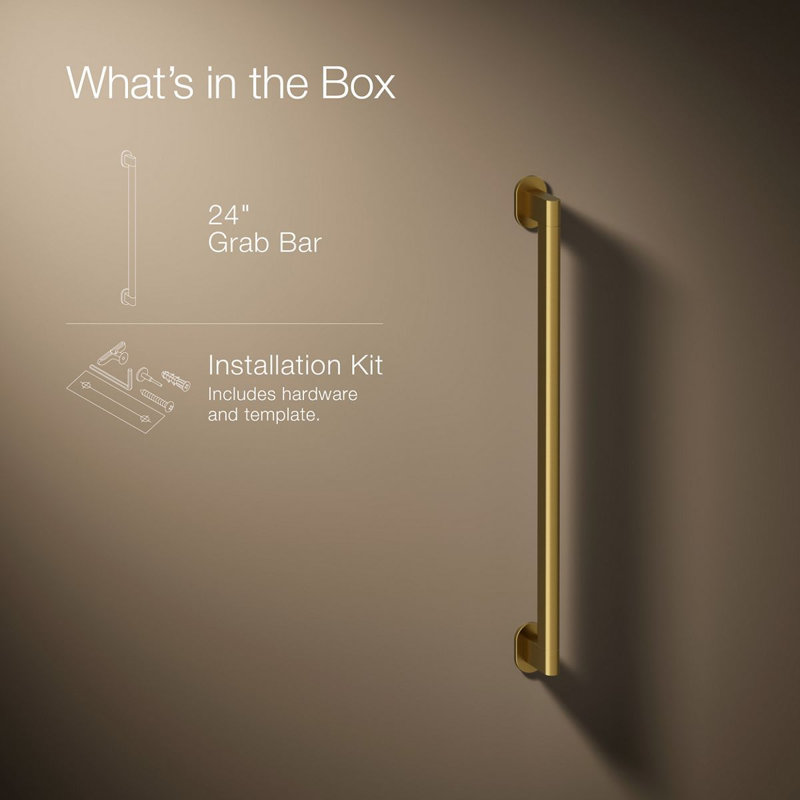 Belay Grab Bar, Brushed Brass, 1.75" H x 24" L