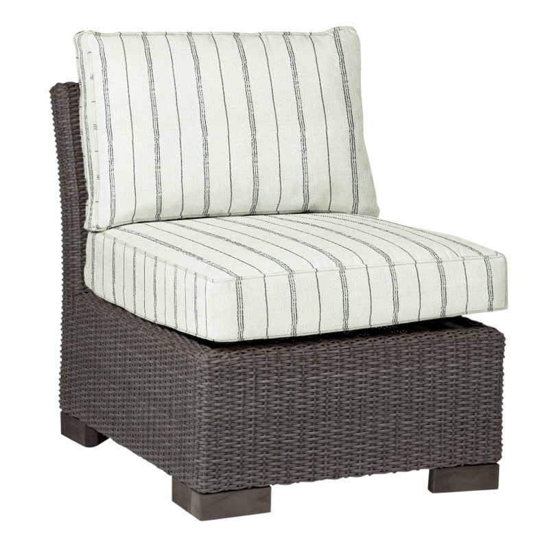 Club Patio Lounge Chair with Cushions, Welt, Rollo Cream, Black Walnut