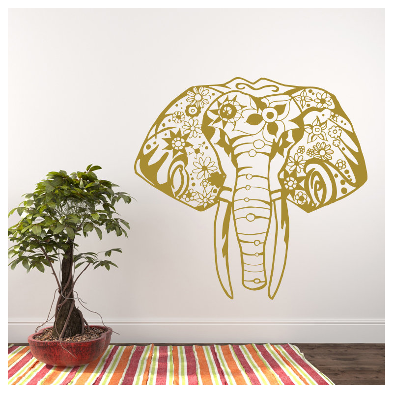 Décalcomanie murale éléphant yoga Litton, Or