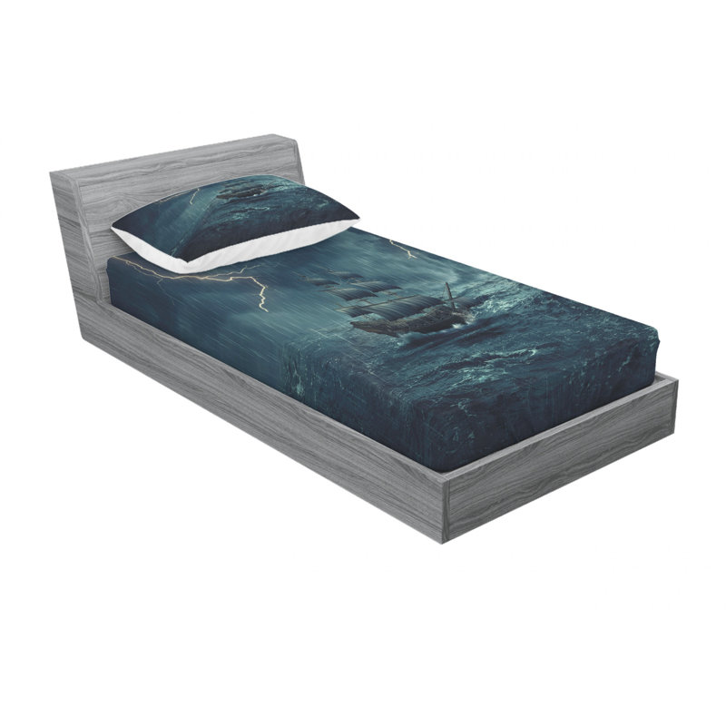 Ensemble de draps Stormy and Rainy, Ensemble de draps pour lit simple avec drap-housse
