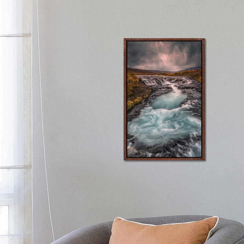 Bruarfoss by Larry Deng - Floater Frame Print on Canvas