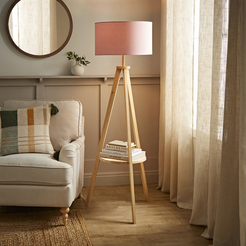 Ismay 149cm Tripod Floor Lamp, Pink, Light Brown, Yes
