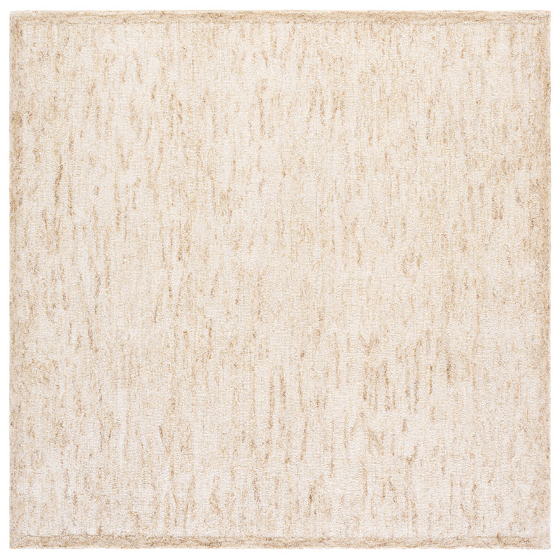 Ebony Hand Tufted Wool;Cotton Solid Color Rug, Square 6'