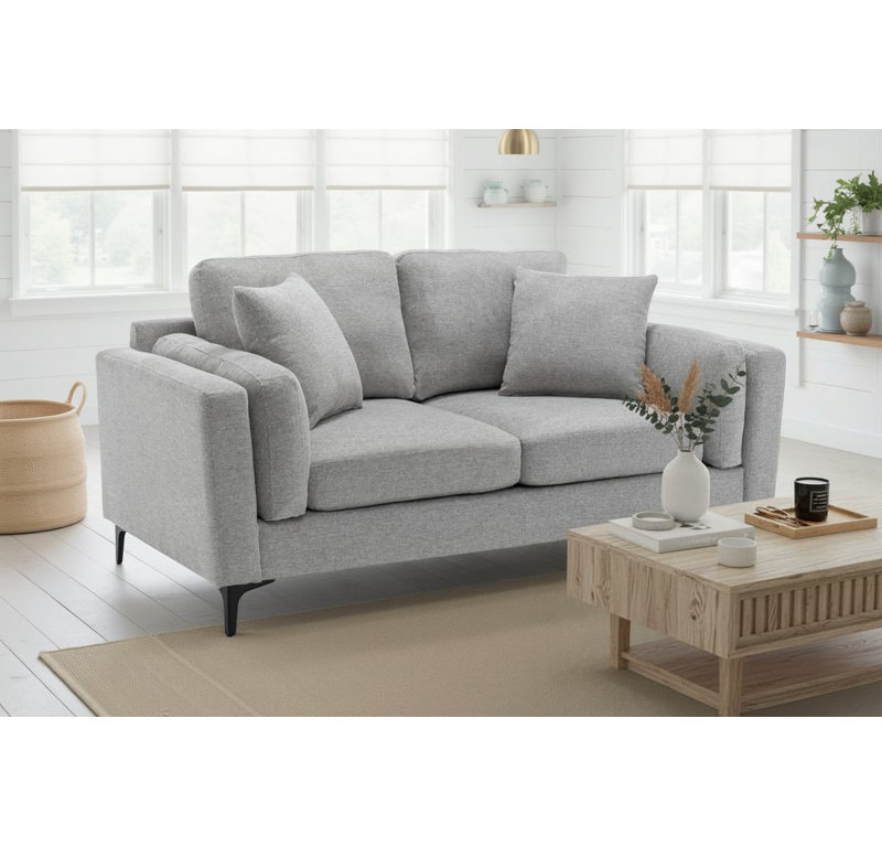 Tasley 2 Seater Chenille Sofa, Grey, 2