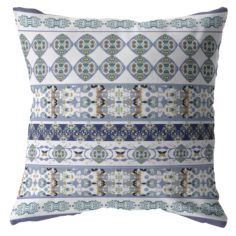 Navy and Teal Floral Faux Suede Throw Pillow 16x16
