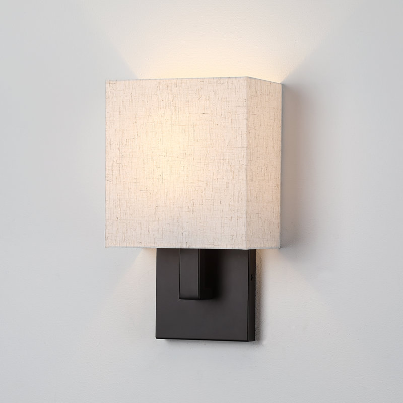 Chrisitne 1-Light Dimmable Wall Sconce, Dark Bronze, Oatmeal