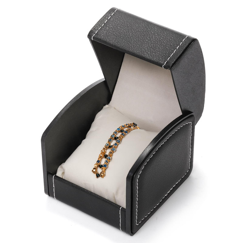 Boîte de montre à grille simple avec 6 coussins, étui en cuir de polyuréthane pour bracelet, rangement pour montre à bijoux, support pour montre