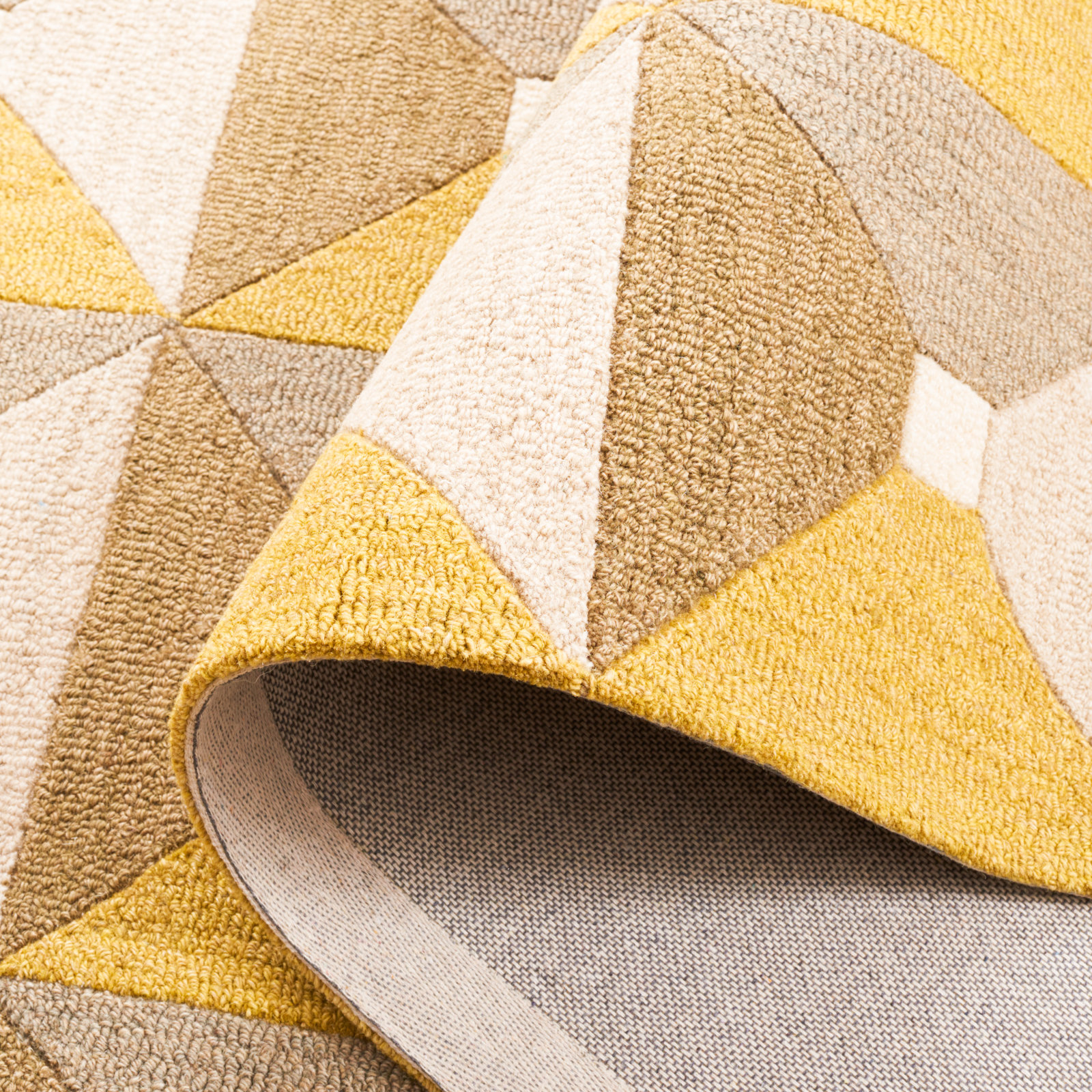 Gilderoy Geometric Hand Tufted Wool/Cotton Area Rug in Gold/Gray, Square 6'