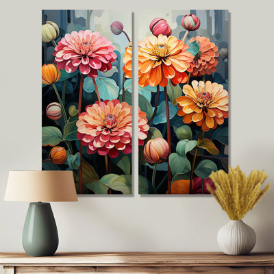 Zinnias "Bold" - art mural Zinnias