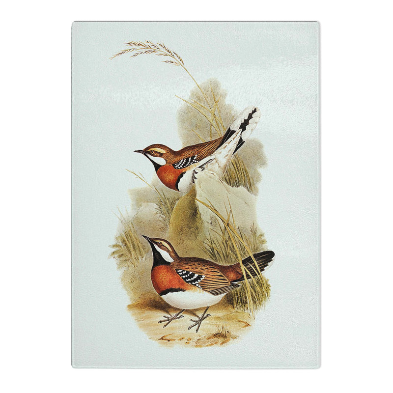 Tempered Glass Chestnut Breasted Ground Thrush by Elizabeth Gould Chopping Board, 39cm W x 28.5cm L