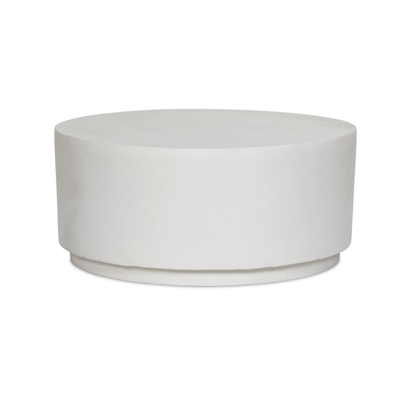 Javi Outdoor Round Coffee Table, Matte White, Matte White