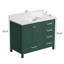 Meuble-lavabo 42 po, meuble-lavabo avec cadre en bois massif, comptoir de meuble-lavabo autoportant avec lavabo vert