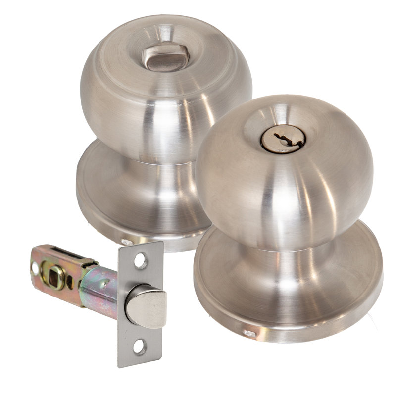 XFORT Bello Entrance Knob Set Polished Chrome, Door Knob with Lock for Internal Wooden Doors, Complete Set with Tubular Latch and 3 Keys