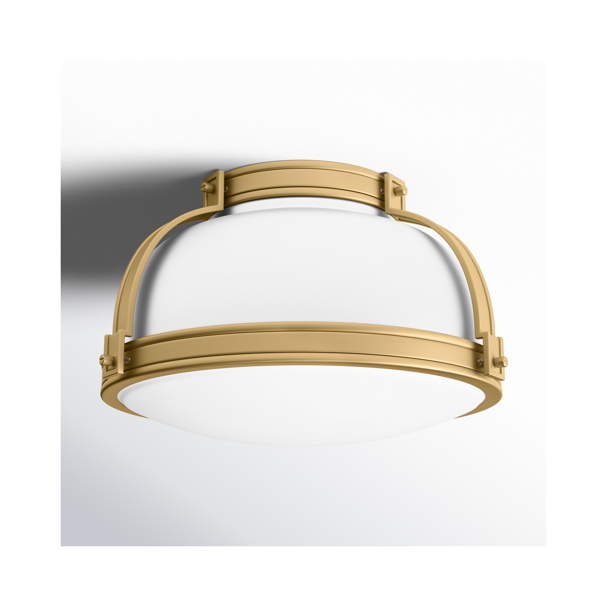 Calathea 2 Light Flush Mount, White/Gold