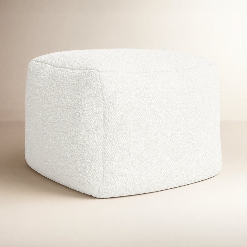Inaki Upholstered Pouf, Ivory Boucle