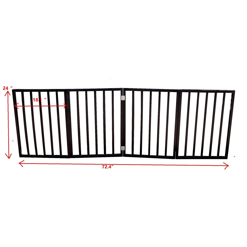 Barrière pour animaux - Barrière pour chiens, portes, escaliers ou maison - Autoportante, pliante, brune, en bois arqué
