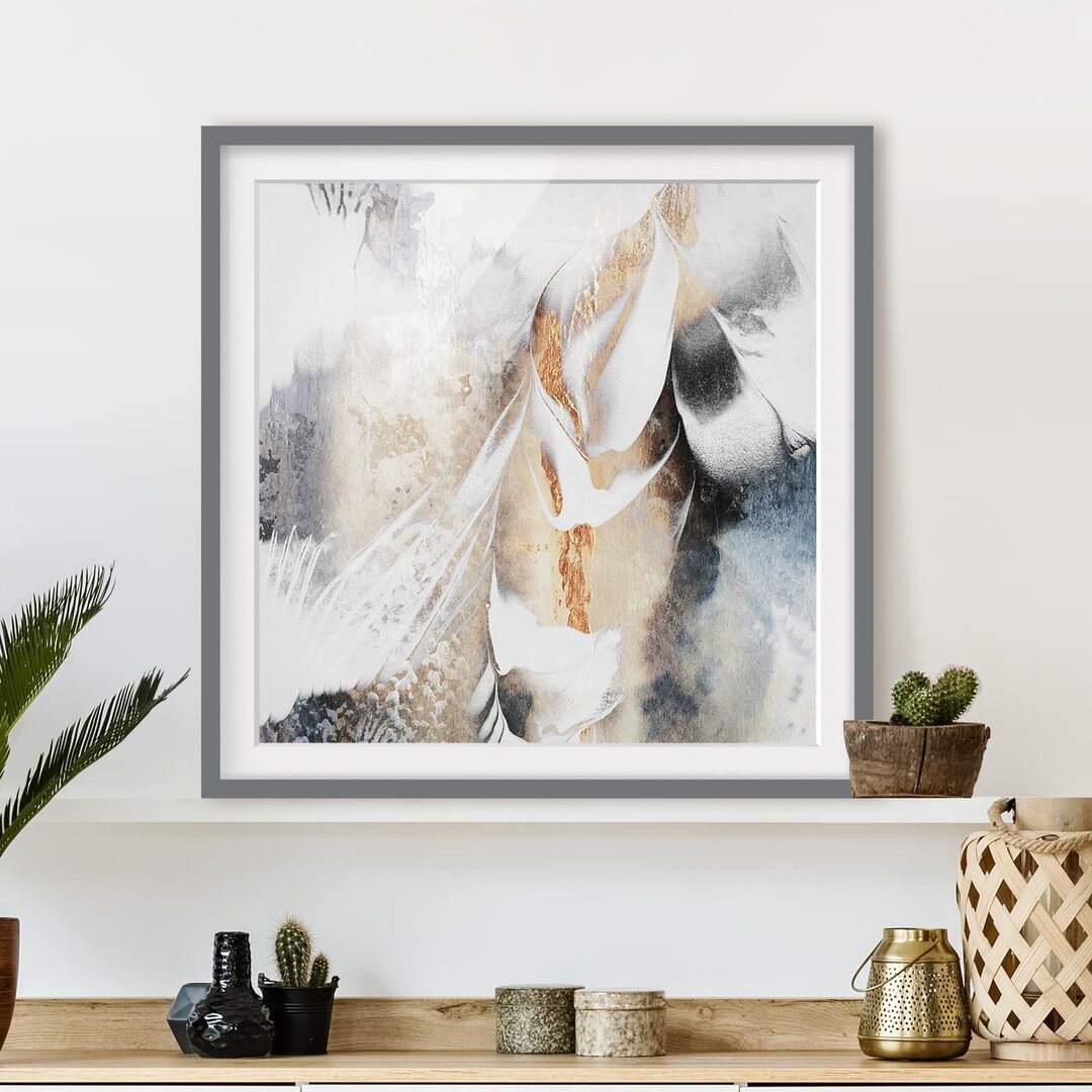 Gerahmtes Poster Golden Abstract Winter