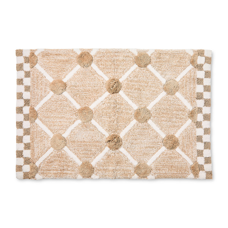 Lattice & Dot Bath Rug, Taupe